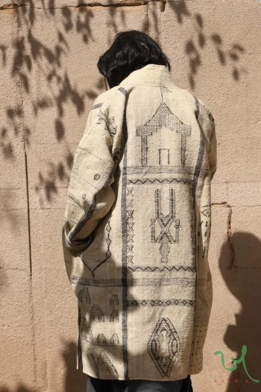 Oversize Handwoven Wool Designer Jacket sold by Khamir