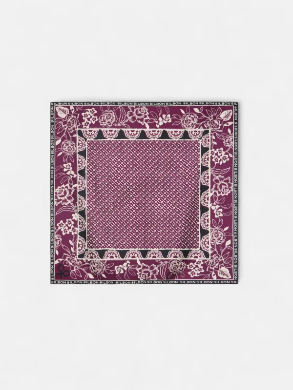 Burgundy printed scarf sold by Silbon
