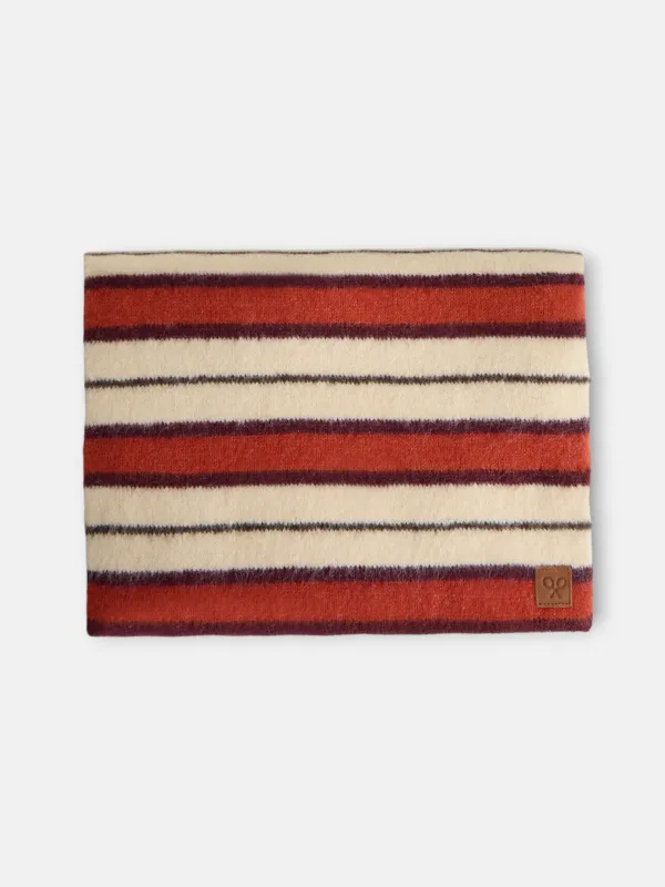 Brown striped wool scarf sold by Silbon