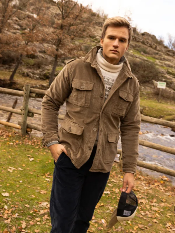 Khaki corduroy jacket with pockets sold by Silbon