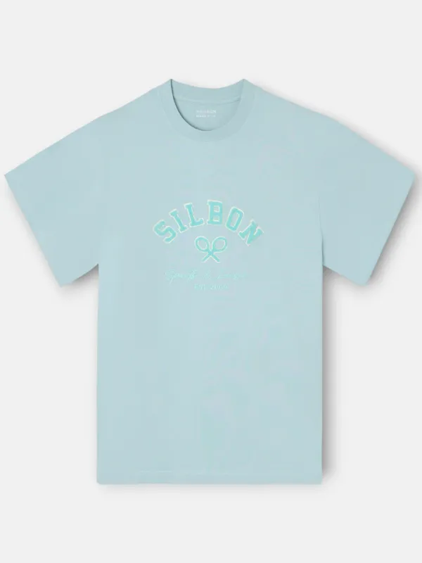 Relaxed fit leisure aquamarine T-shirt sold by Silbon