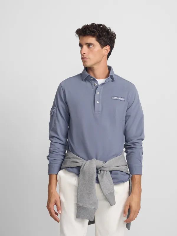 Navy blue military polo shirt sold by Silbon