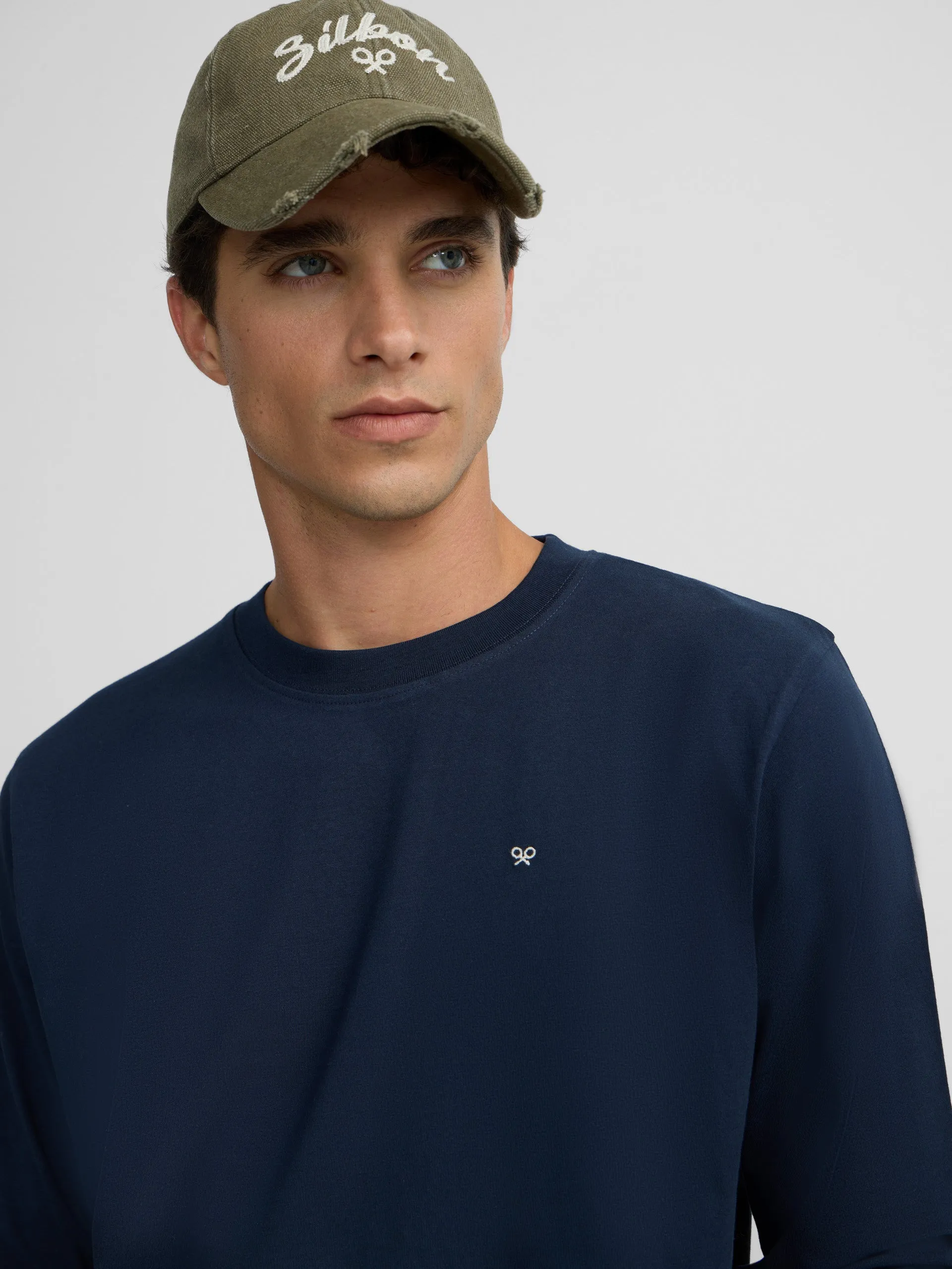 Navy blue mini logo long sleeve t-shirt sold by Silbon product image thumbnail 4