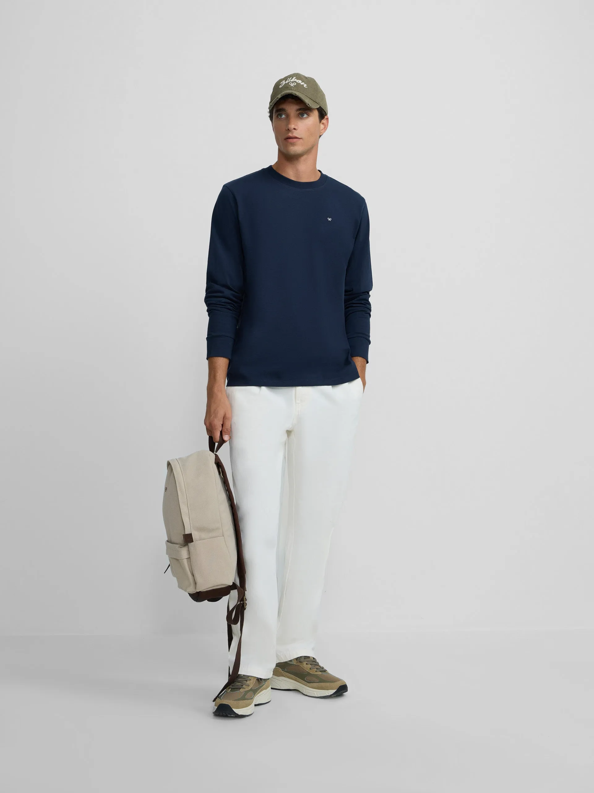 Navy blue mini logo long sleeve t-shirt sold by Silbon product image thumbnail 5