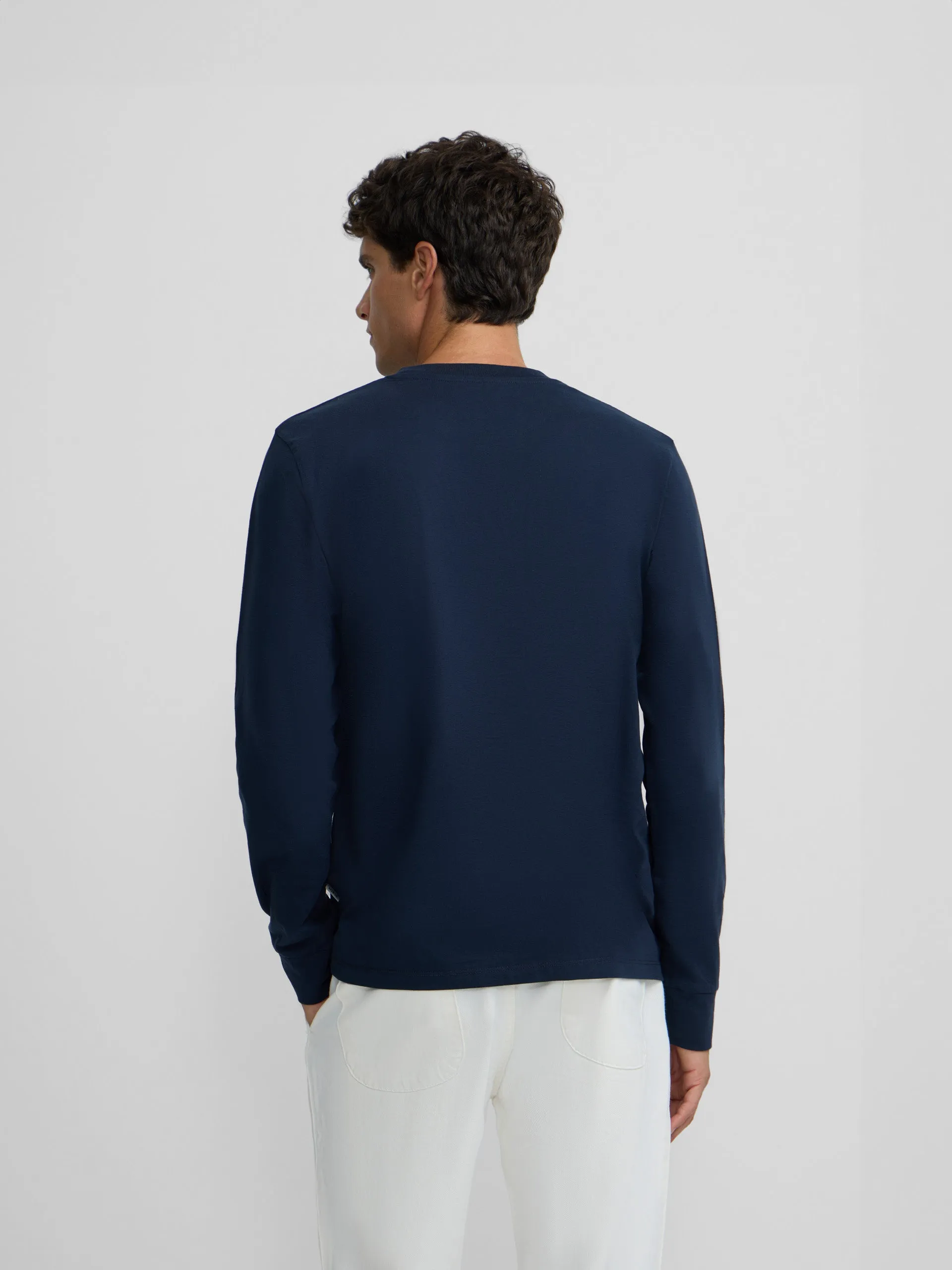 Navy blue mini logo long sleeve t-shirt sold by Silbon product image thumbnail 3