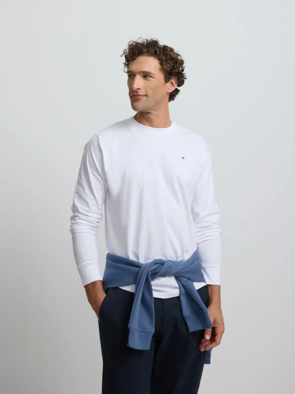 White mini logo long sleeve t-shirt sold by Silbon