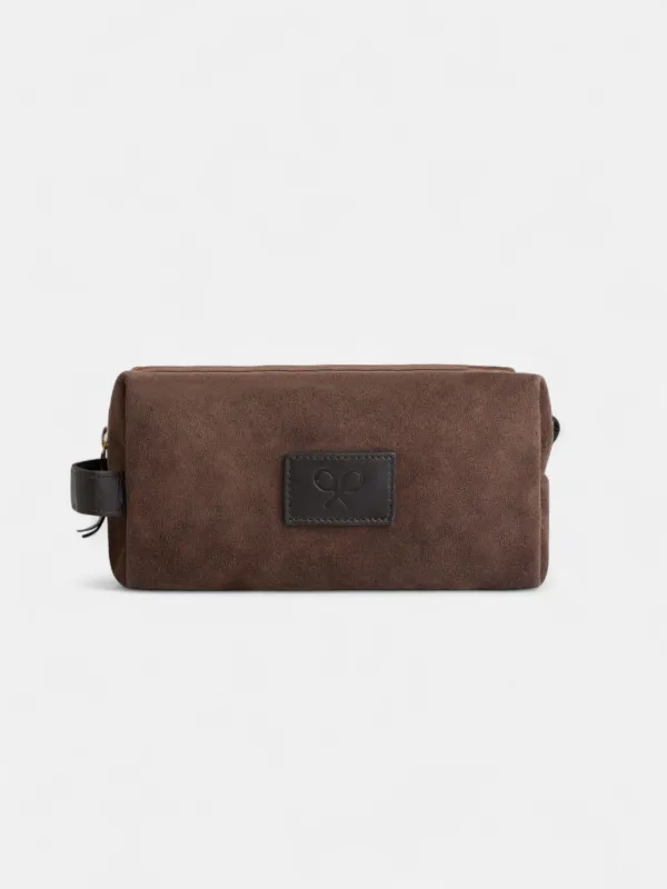 Leather toiletry bag with dark brown detail sold by Silbon