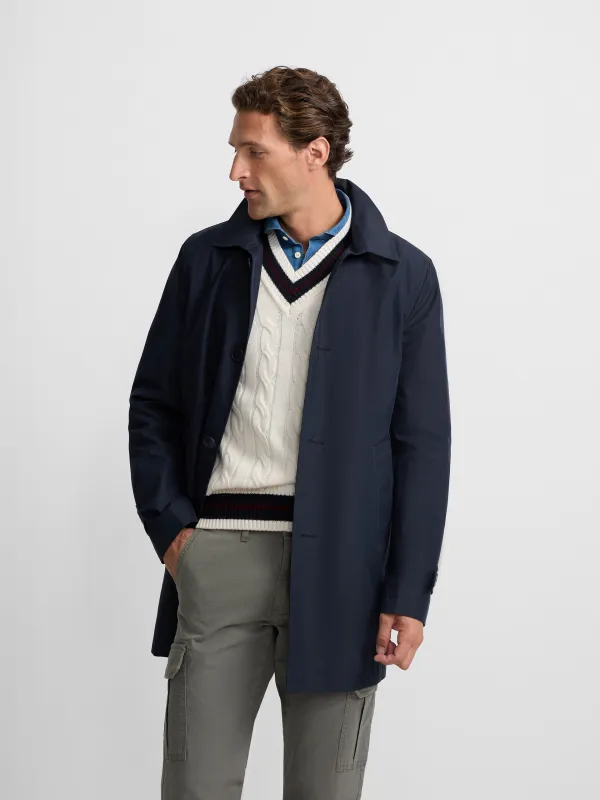 Navy short trench coat made by Silbon