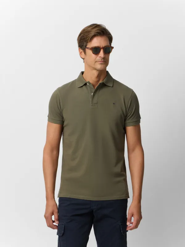 Classic plain dark green polo shirt sold by Silbon