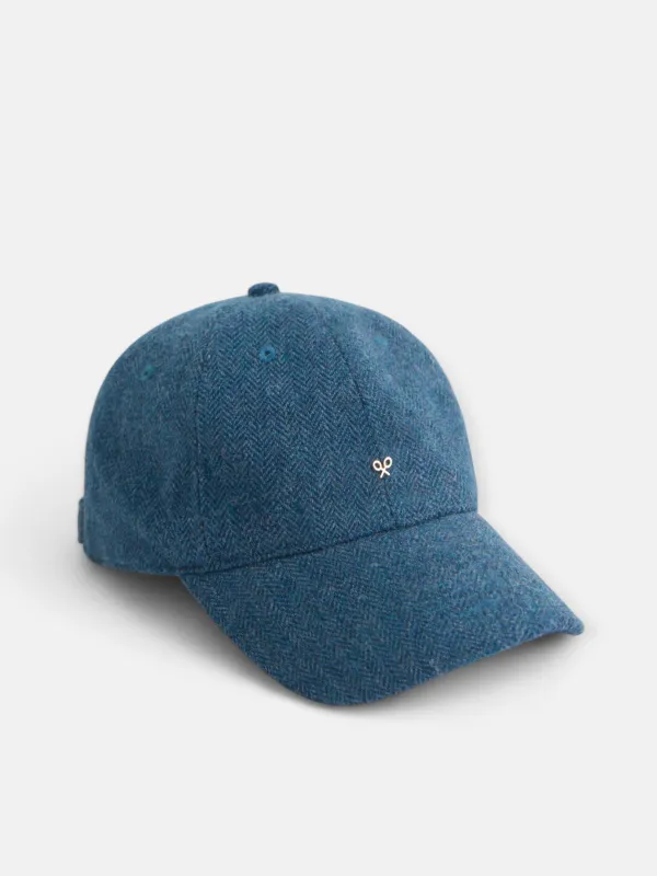 Blue herringbone women's cap made by Silbon