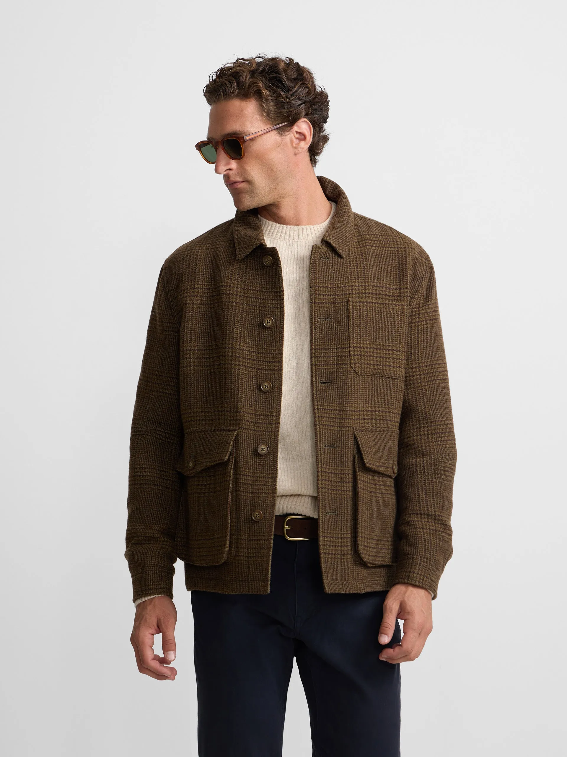 Prince of Wales jacket with brown pockets sold by Silbon product image thumbnail 2