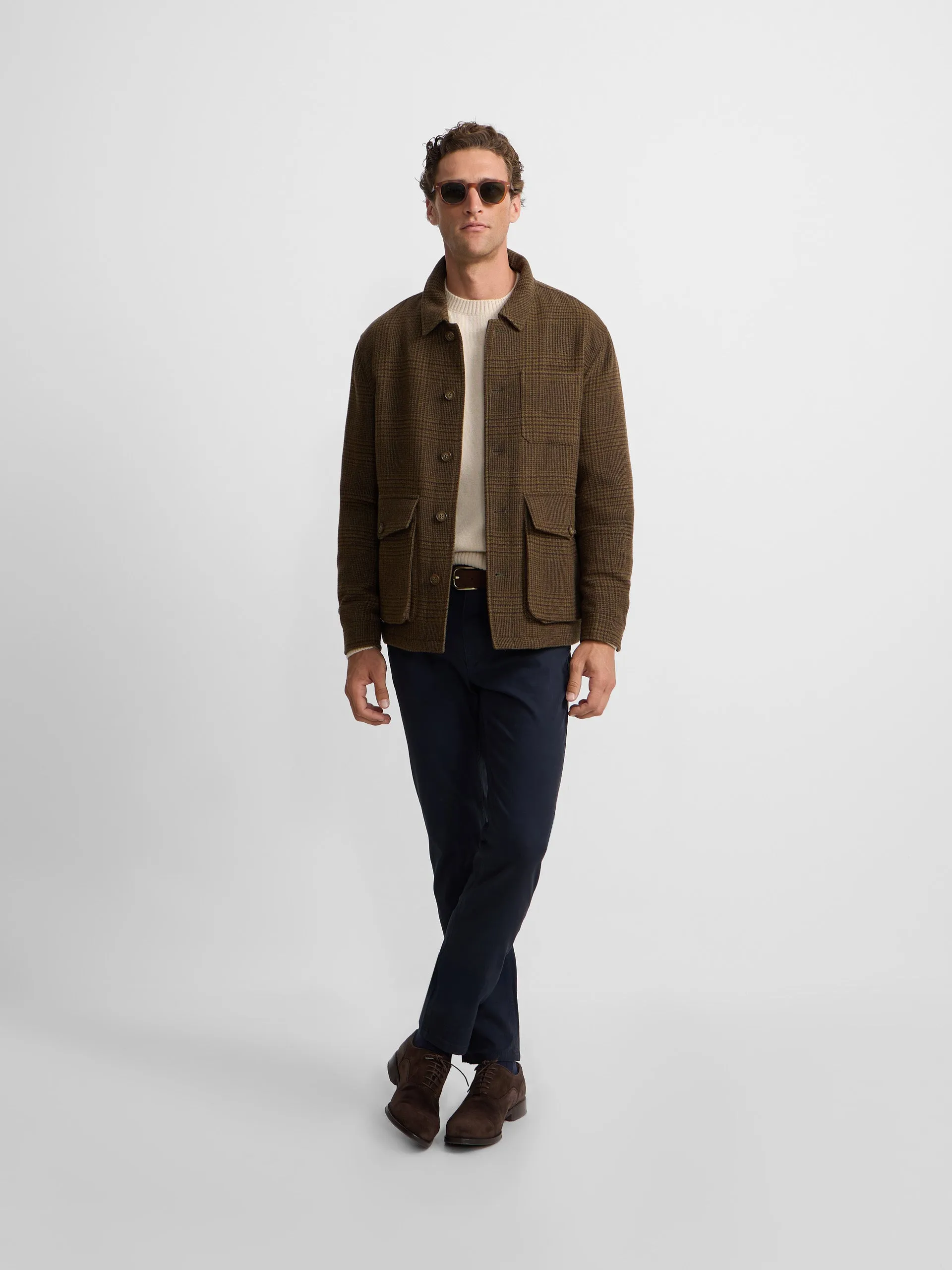 Prince of Wales jacket with brown pockets sold by Silbon product image thumbnail 3