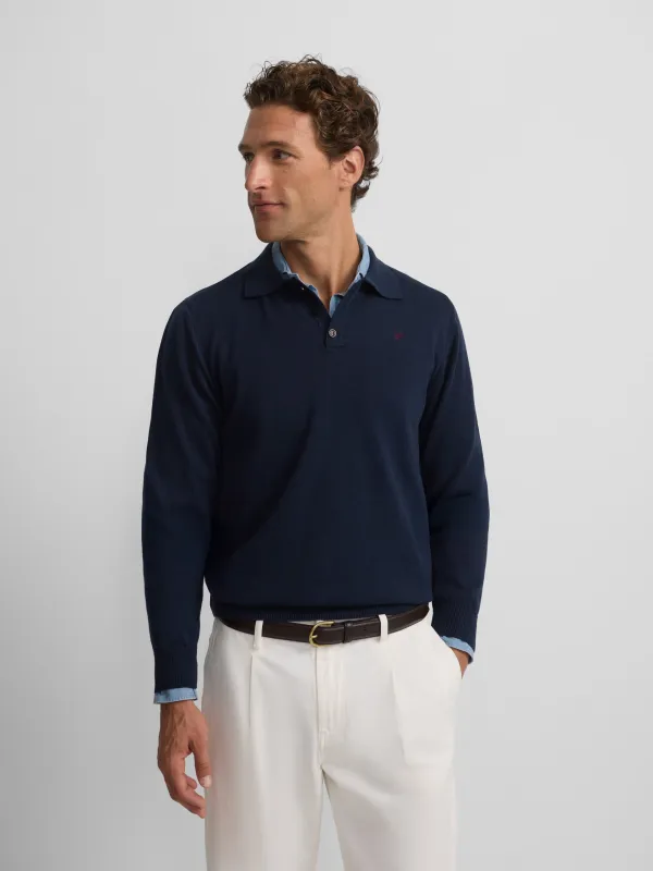 Navy blue polo neck sweater sold by Silbon