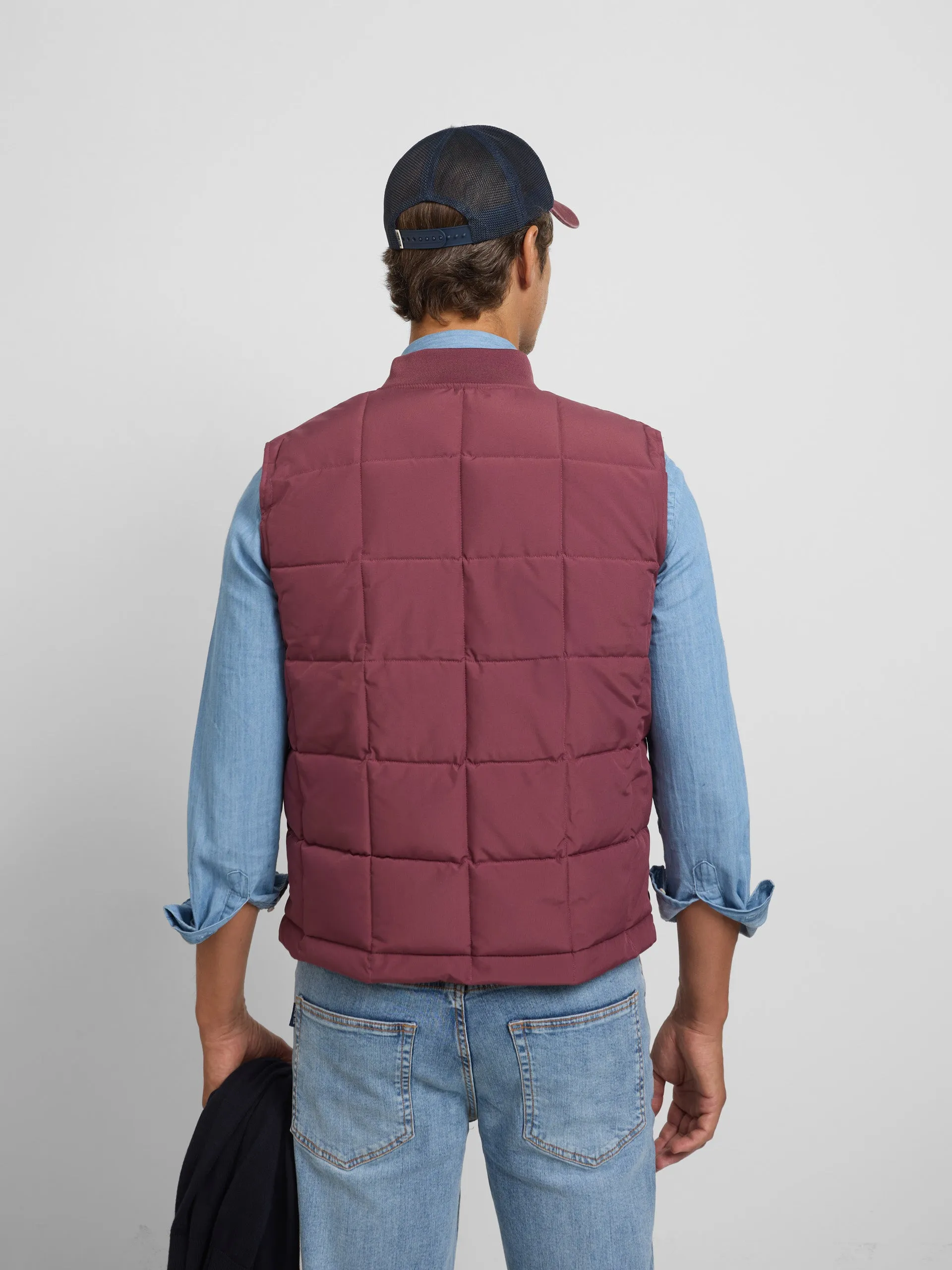 Burgundy checked technical vest sold by Silbon product image thumbnail 4