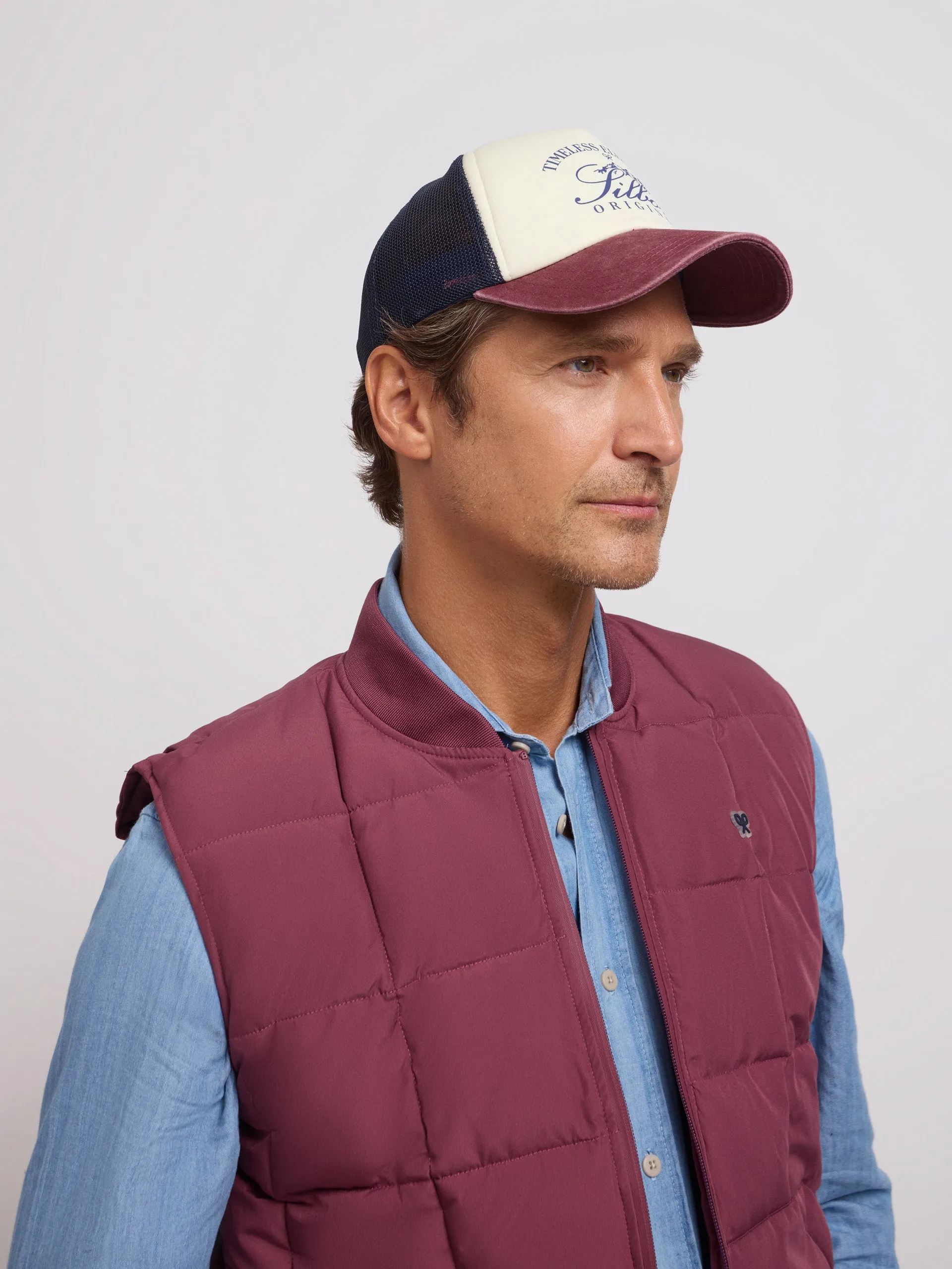 Burgundy checked technical vest sold by Silbon product image thumbnail 3