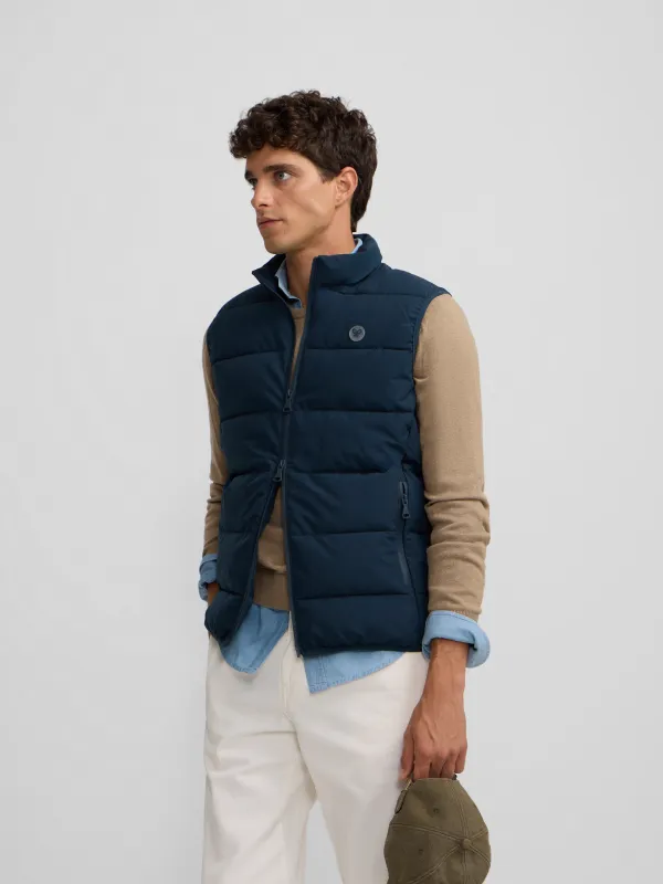 Classic navy blue technical vest sold by Silbon