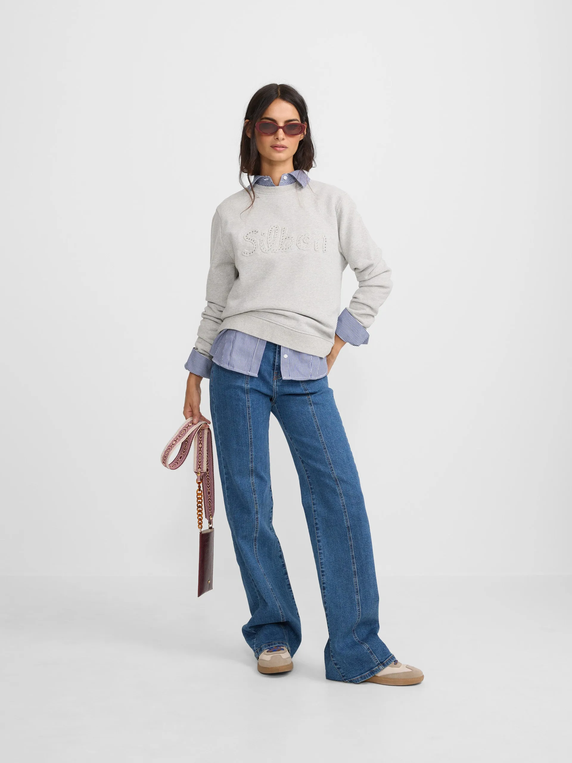 Silbon women's grey studded sweatshirt sold by Silbon product image thumbnail 4