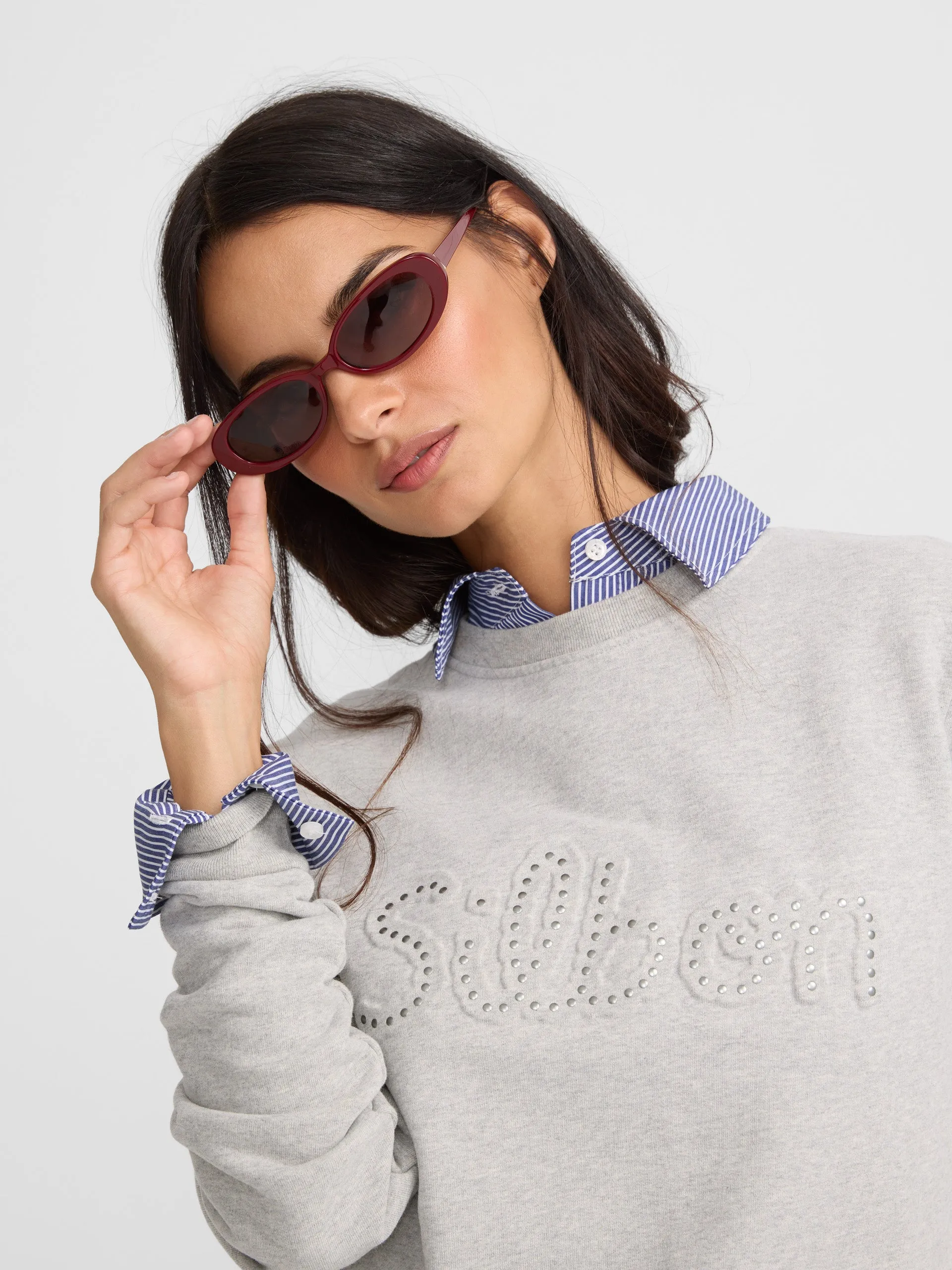 Silbon women's grey studded sweatshirt sold by Silbon product image thumbnail 3