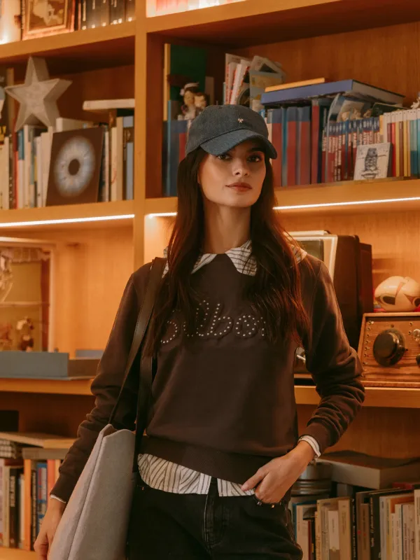 Women's black studded silbon sweatshirt sold by Silbon