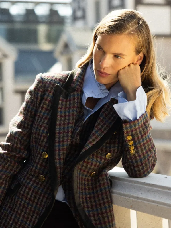 Classic green checked double-breasted blazer sold by Silbon
