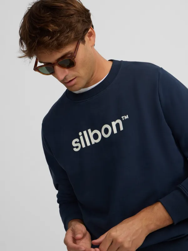Silbon flock navy blue sweatshirt made by Silbon