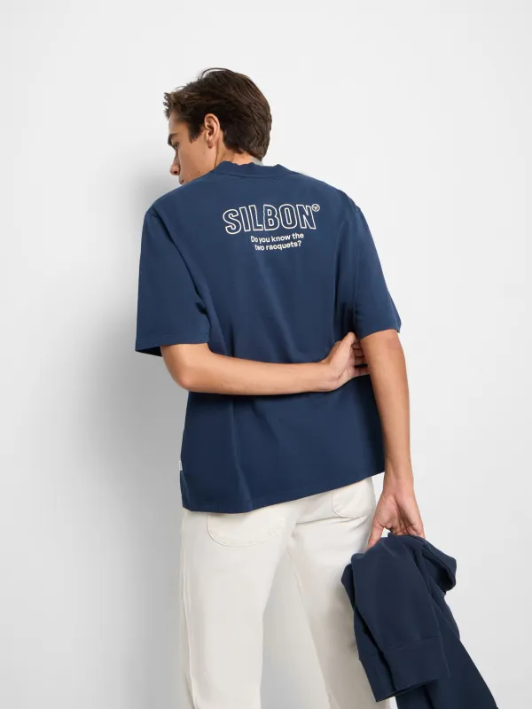 Special fit two rackets navy blue t-shirt sold by Silbon