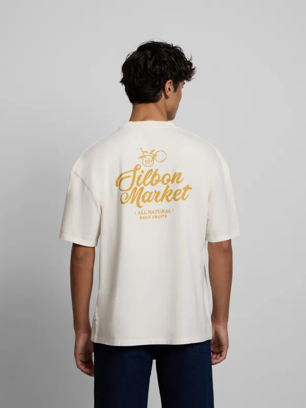 Relaxed fit market cream t-shirt sold by Silbon