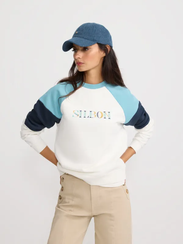 Women's sweatshirt with blue letters sold by Silbon