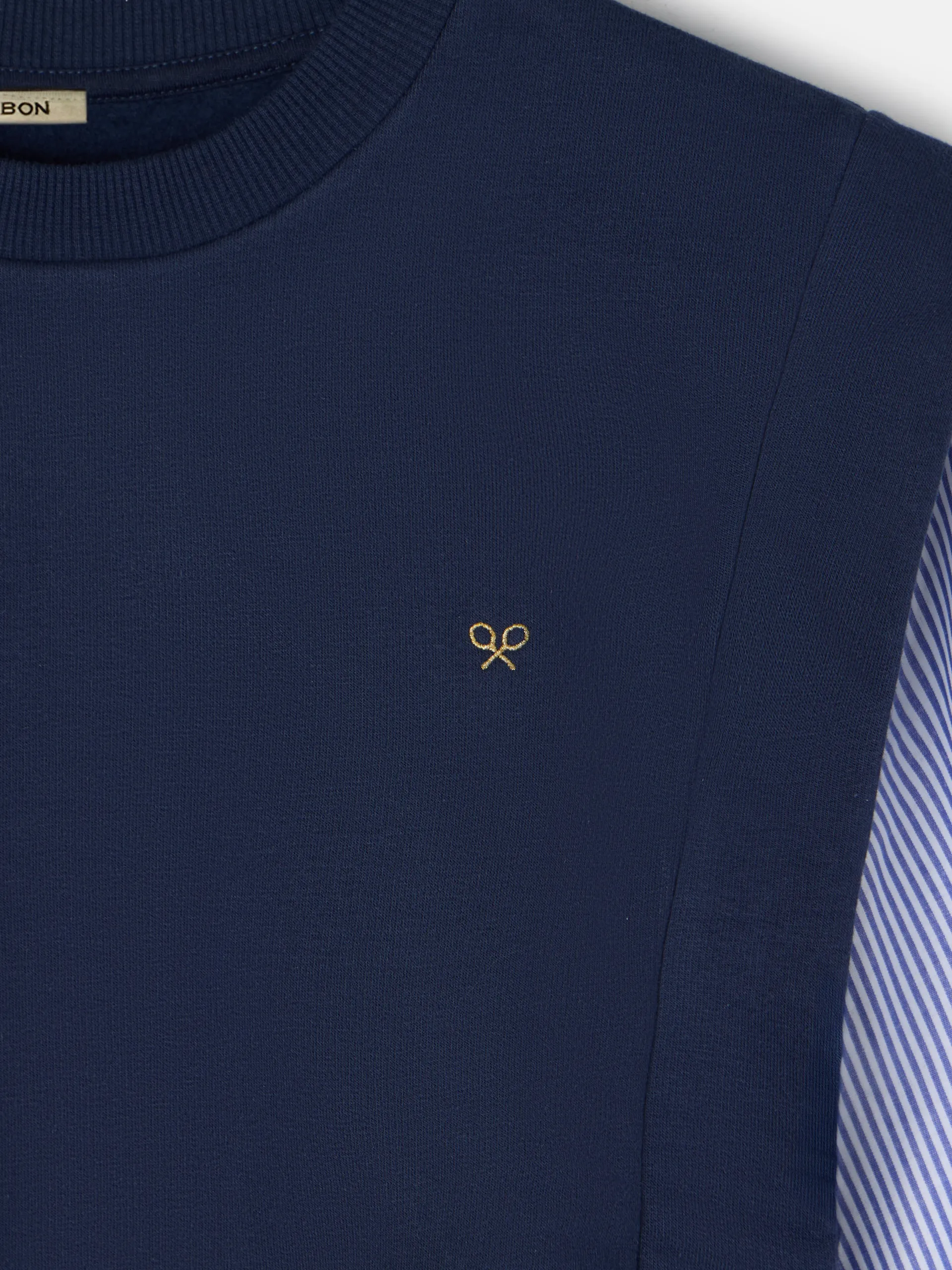 Women's sweatshirt with navy blue knitted sleeves sold by Silbon product image thumbnail 2