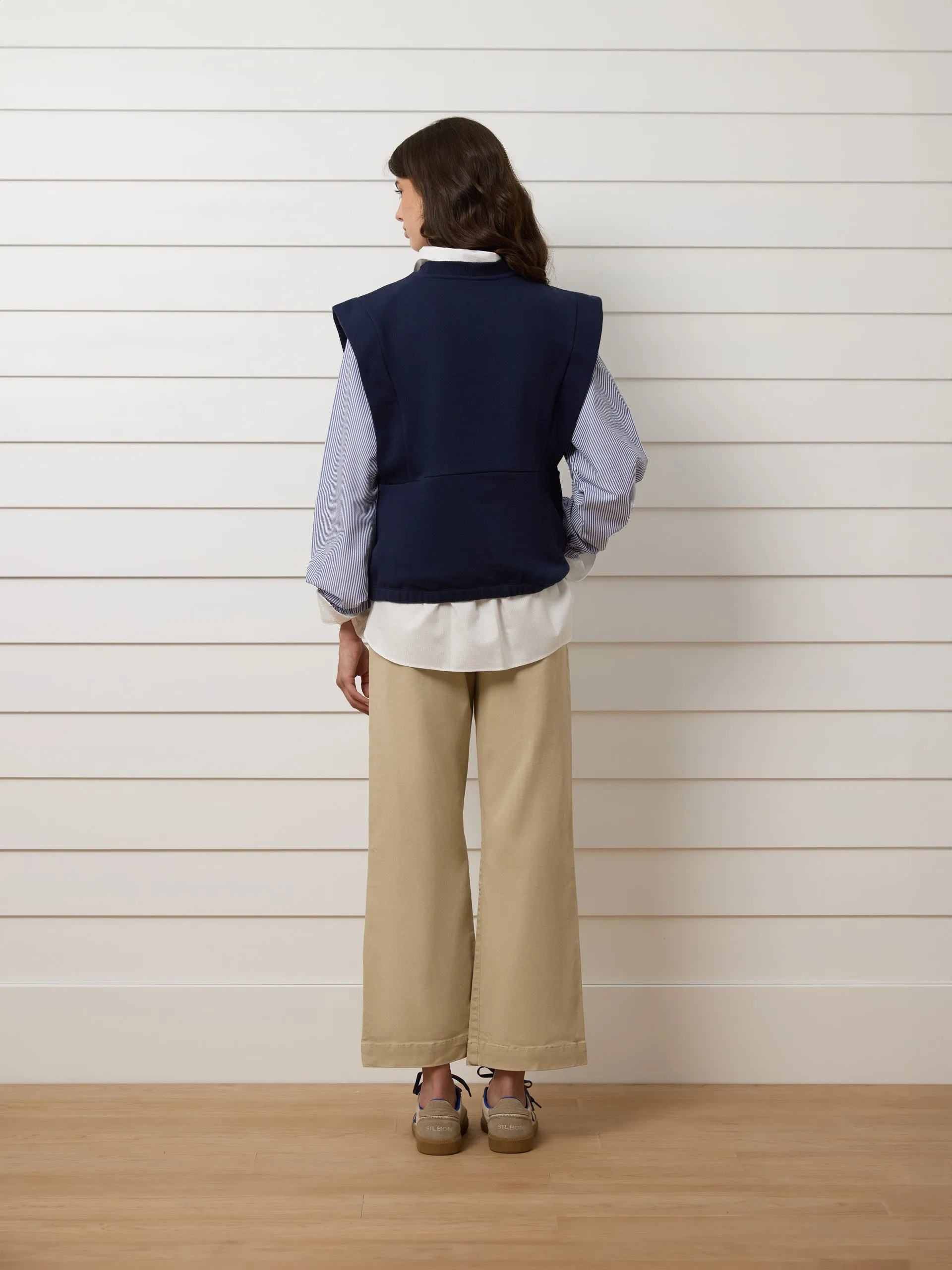 Women's sweatshirt with navy blue knitted sleeves sold by Silbon product image thumbnail 5