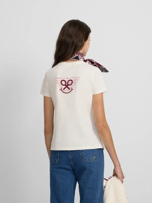 White smile lettering women's t-shirt sold by Silbon