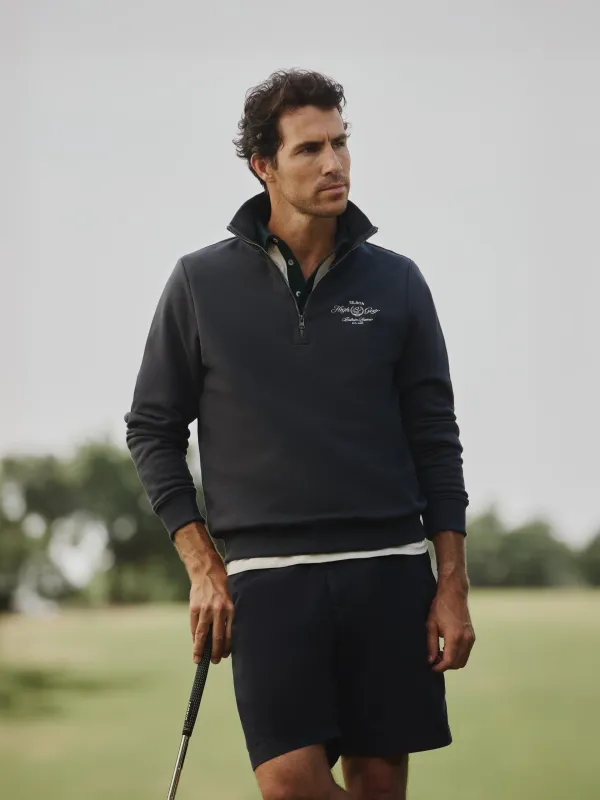 Beltran Lozano navy blue half-zip sweatshirt sold by Silbon