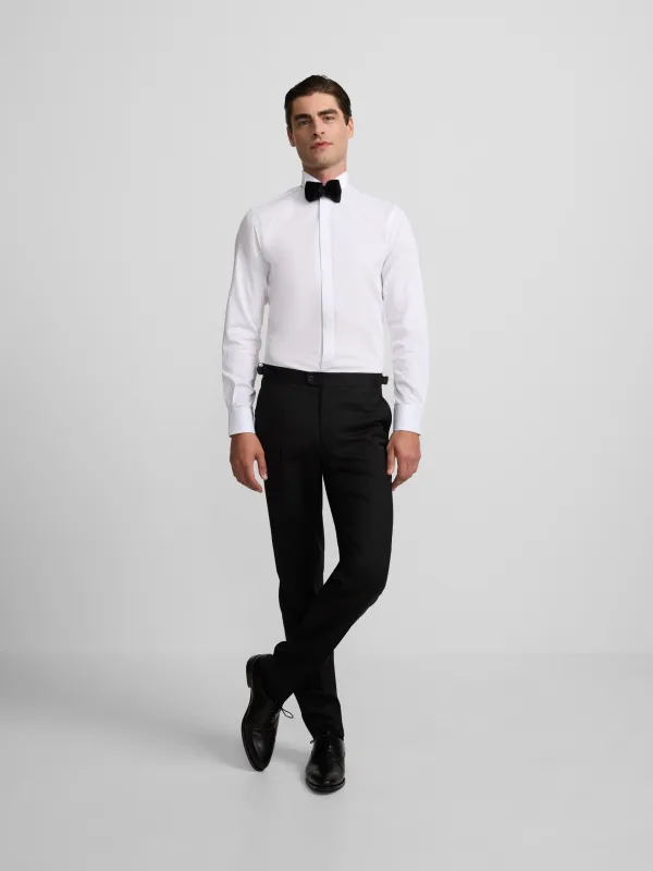 Classic black double-breasted tuxedo pants sold by Silbon