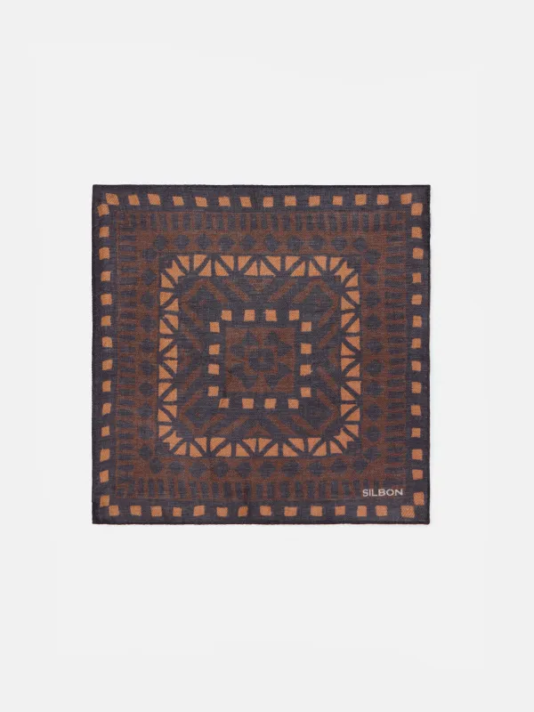 Brown ethnic motif scarf sold by Silbon