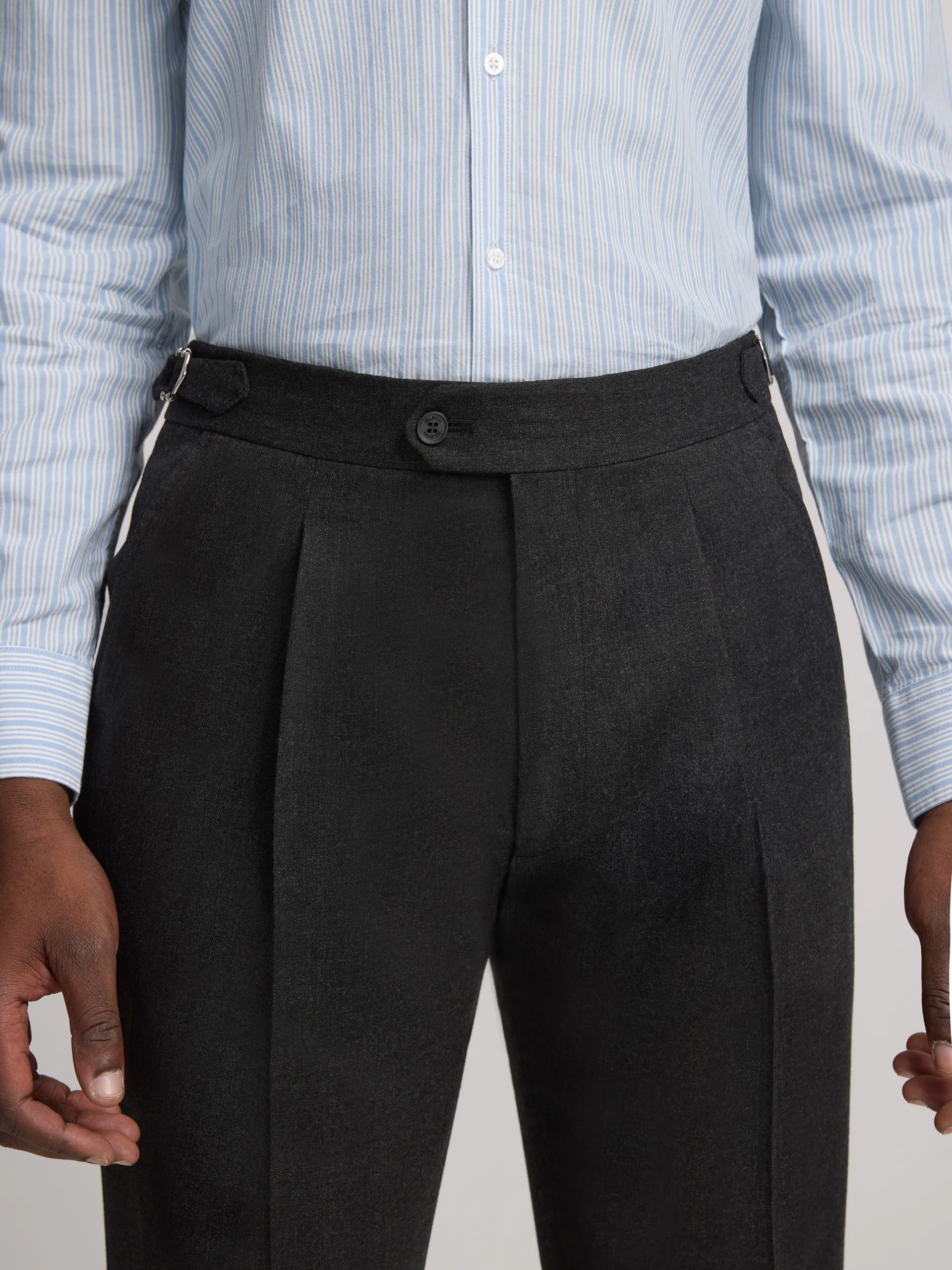 Dark grey pleated dress trousers sold by Silbon product image thumbnail 2