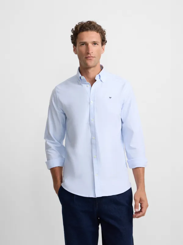 Light blue regular fit oxford sport shirt sold by Silbon