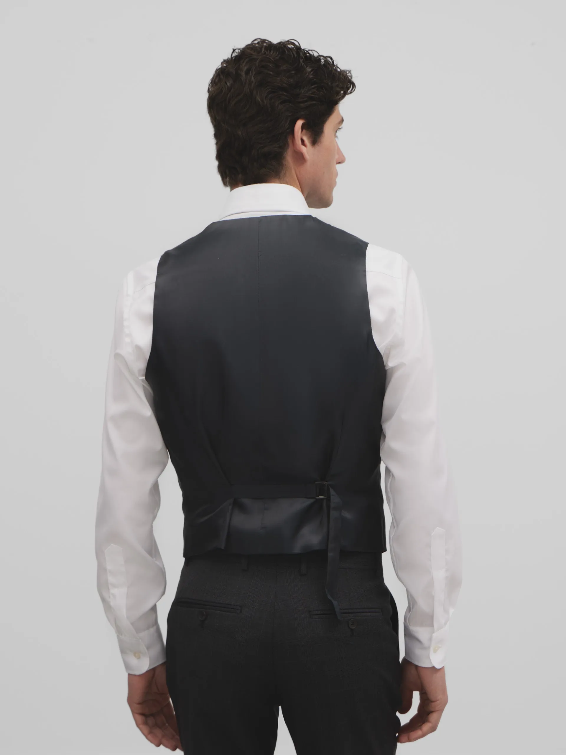 Gray prince of wales suit vest sold by Silbon product image thumbnail 5