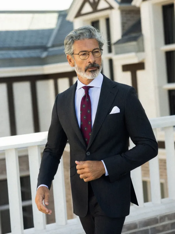 Classic gray herringbone suit jacket sold by Silbon