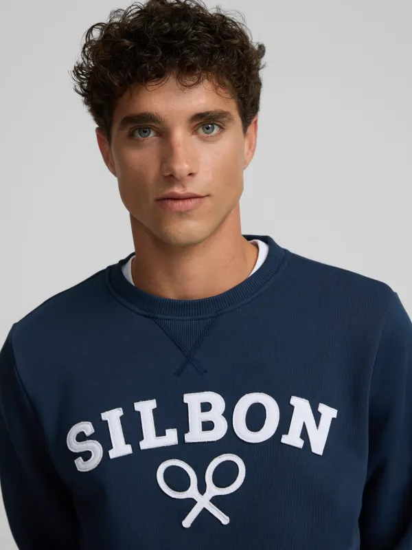 Silbon medium navy blue racket sweatshirt made by Silbon