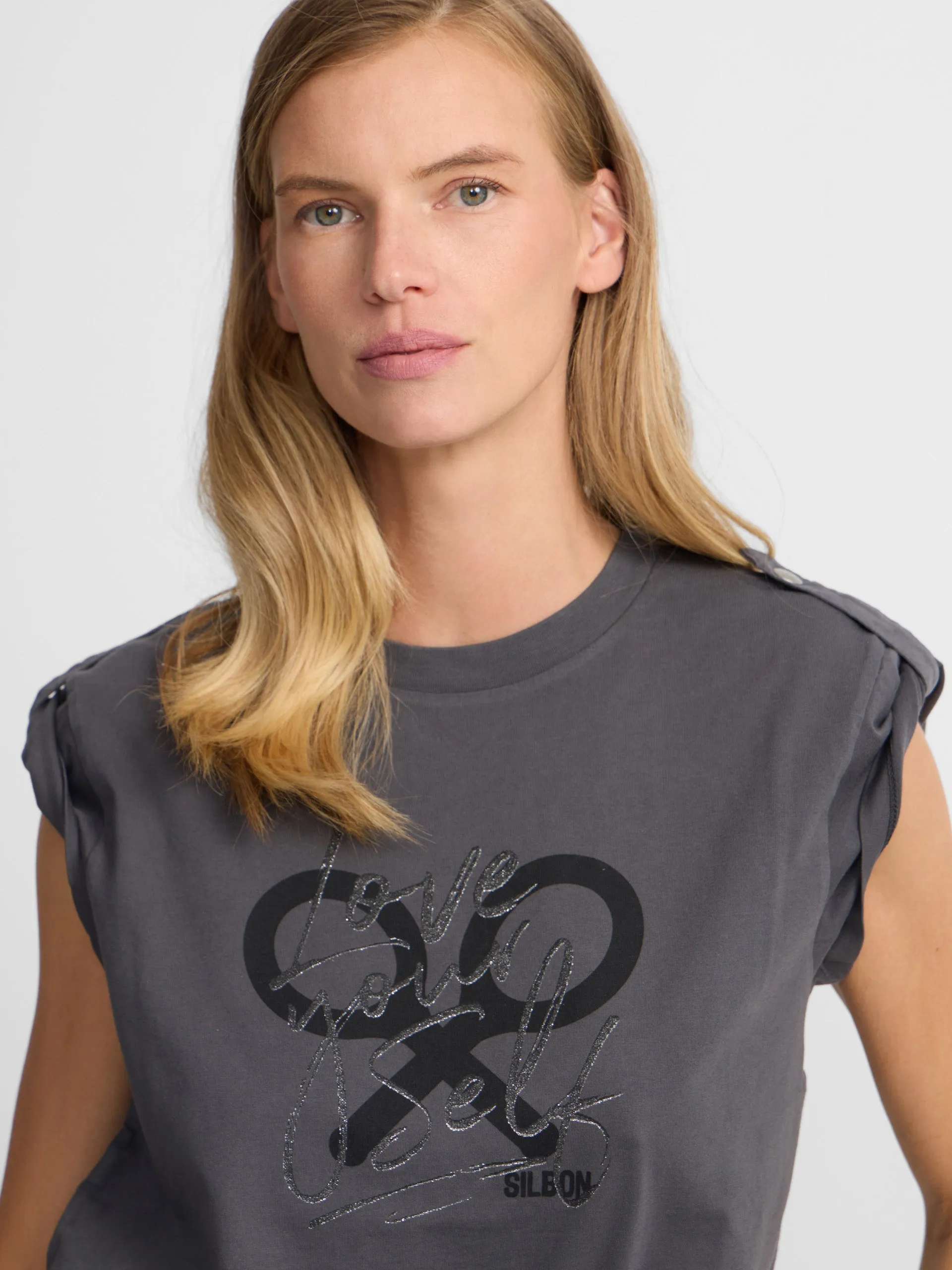 Women's black roll out sleeve t-shirt sold by Silbon product image thumbnail 3