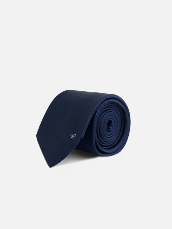 Plain navy blue silbon tie made by Silbon