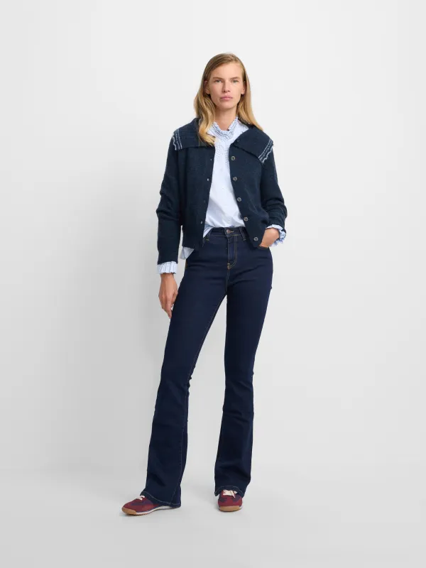 Navy blue boot cut women's pants sold by Silbon