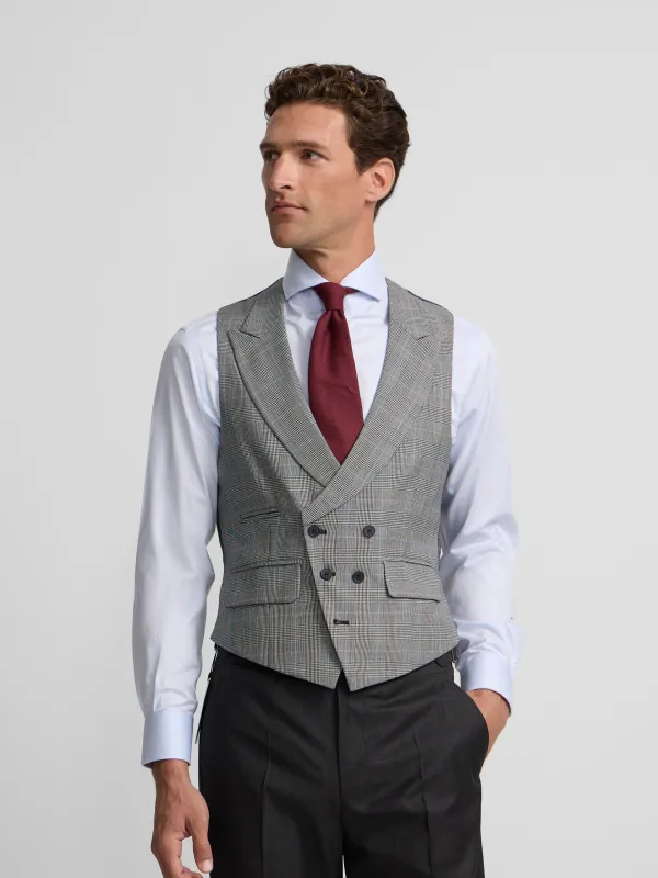 Gray prince of wales tailoring jacket vest sold by Silbon