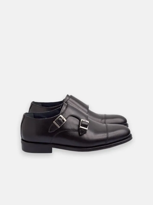 Black leather monkstrap dress shoe sold by Silbon