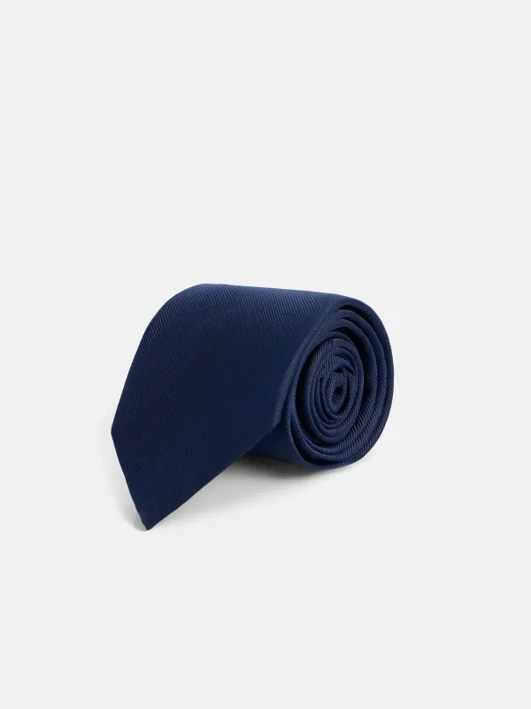 Navy blue maxi logo tie sold by Silbon