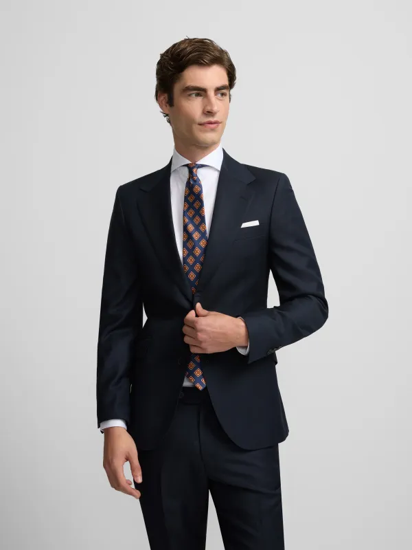 Navy bird's eye blazer suit sold by Silbon