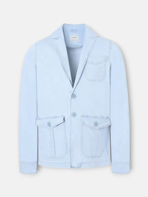 Light blue denim semi-blazer with pockets made by Silbon
