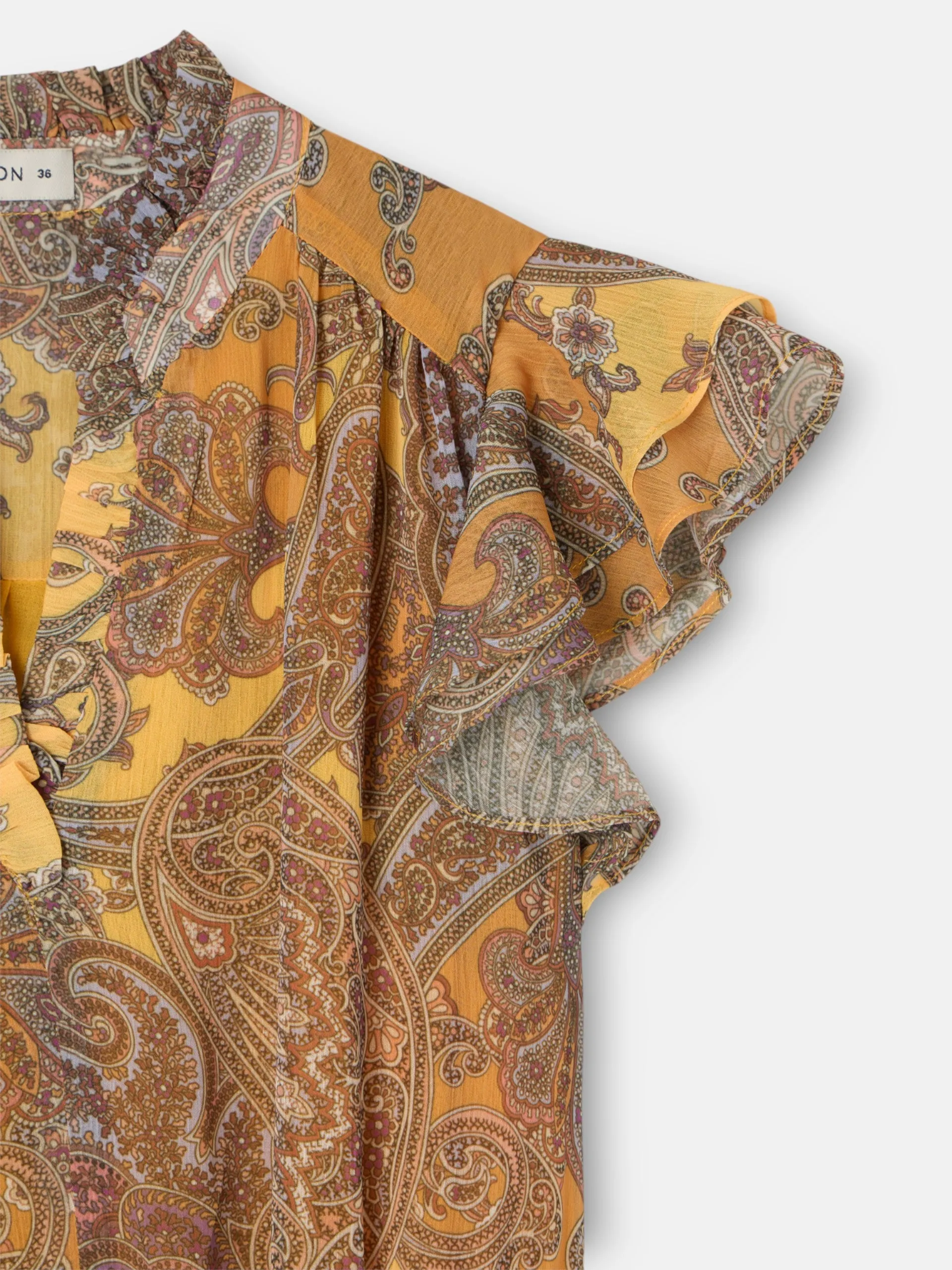 orange print midi flared dress sold by Silbon product image thumbnail 2