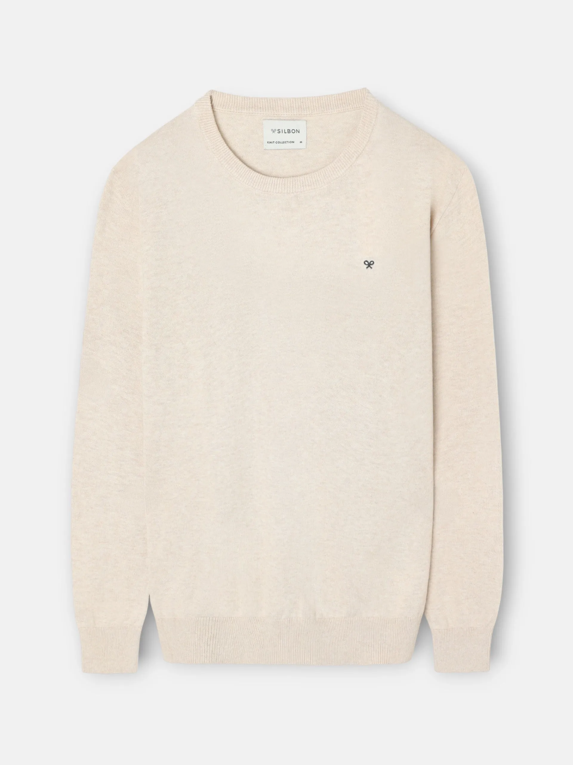 Plain cream crew neck sweater sold by Silbon product image thumbnail 2