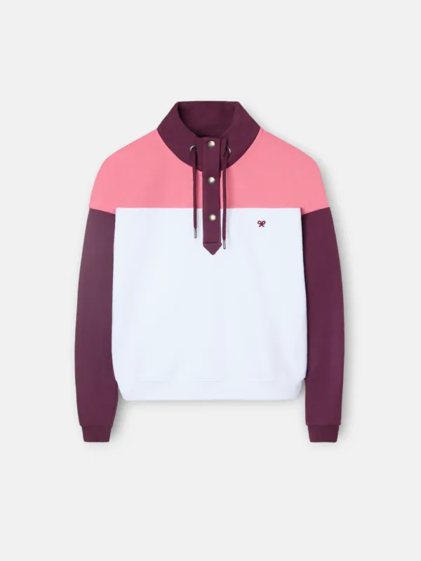 Women's sweatshirt with pink button neck sold by Silbon